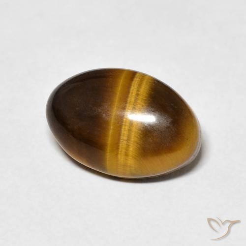 3.70 ct Brown Tiger's Eye Stone, Natural Tiger's Eye in Oval Cabochon Shape for Sale