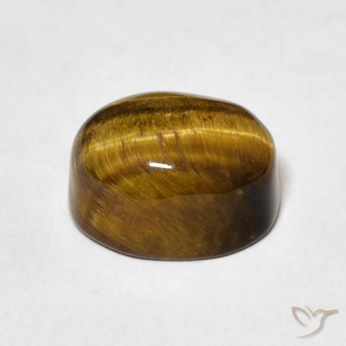 Tiger's Eye Gemstone in 9.5 x 7.4 mm Size for Sale, Tiger's Eye Stone in Medium Brown Color