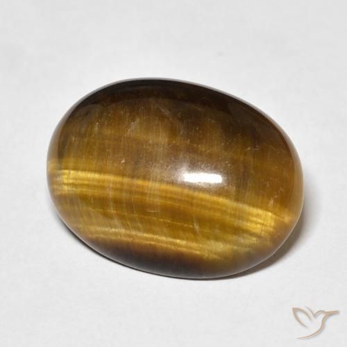 13.39 ct Brown Tiger's Eye Stone, Natural Tiger's Eye in Oval Cabochon Shape for Sale