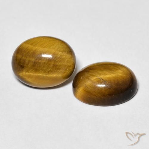 5.66 ctw Brown Tiger's Eye Stones, Natural Tiger's Eye in Oval Cabochon Shape for Sale