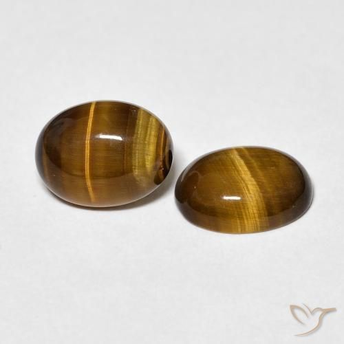 3.01 ctw Brown Tiger's Eye Stones, Natural Tiger's Eye in Oval Cabochon Shape for Sale