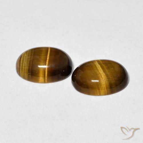Tiger's Eye Gemstones in 9 x 7 mm (calibrated) Size for Sale, Tiger's Eye Stones in Yellowish Brown Color