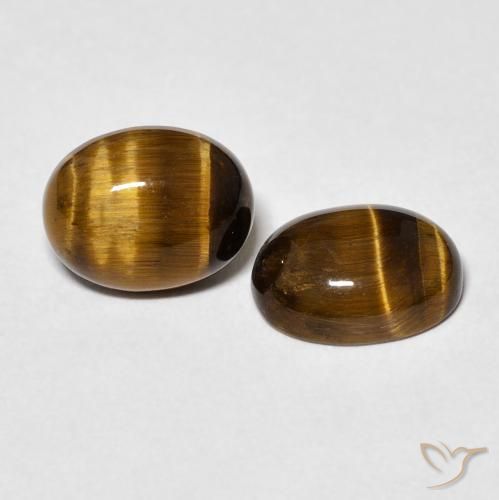 3.64 ctw Brown Tiger's Eye Stones, Natural Tiger's Eye in Oval Cabochon Shape for Sale