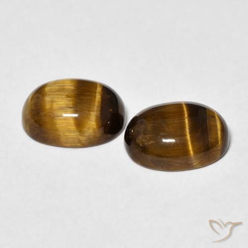 Tiger's Eye Gemstones in 9 x 7 mm (calibrated) Size for Sale, Tiger's Eye Stones in Medium Brown Color