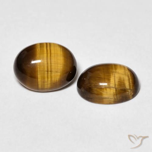 3.21 ctw Brown Tiger's Eye Stones, Natural Tiger's Eye in Oval Cabochon Shape for Sale