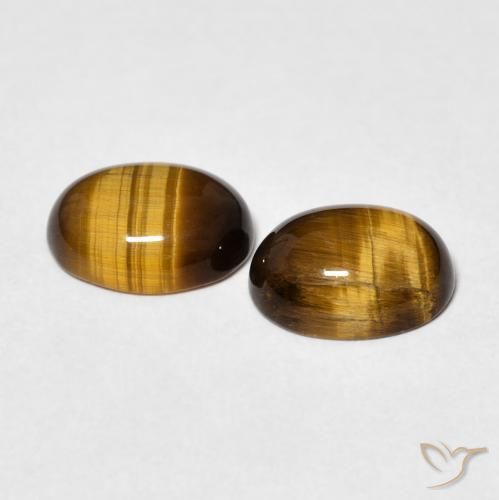 Tiger's Eye Gemstones in 9 x 7 mm (calibrated) Size for Sale, Tiger's Eye Stones in Medium Brown Color