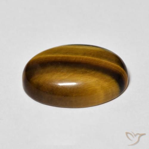 Tiger's Eye Gemstone in 18 x 13 mm (calibrated) Size for Sale, Tiger's Eye Stone in Yellowish Brown Color