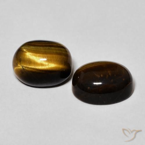 4.46 ctw Brown Tiger's Eye Stones, Natural Tiger's Eye in Oval Cabochon Shape for Sale