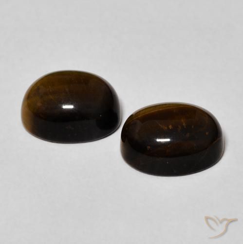 Tiger's Eye Gemstones in 9 x 7 mm (calibrated) Size for Sale, Tiger's Eye Stones in Warm Brown Color