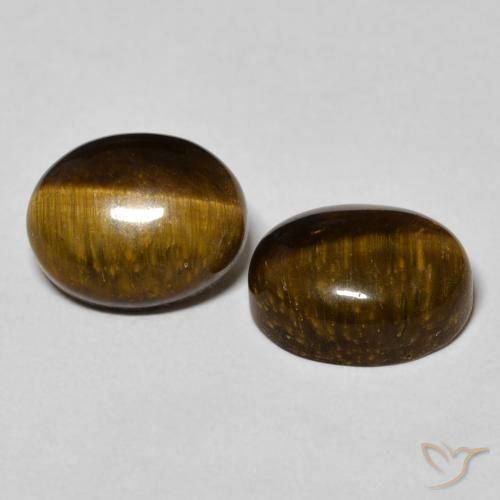 6.24 ctw Brown Tiger's Eye Stones, Natural Tiger's Eye in Oval Cabochon Shape for Sale