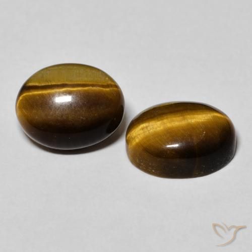 5.97 ctw Brown Tiger's Eye Stones, Natural Tiger's Eye in Oval Cabochon Shape for Sale