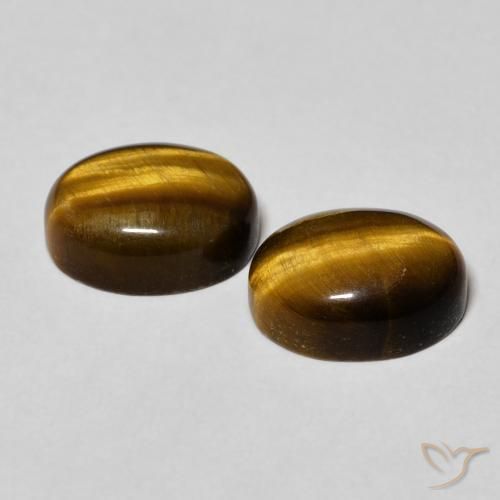 Tiger's Eye Gemstones in 10 x 8 mm (calibrated) Size for Sale, Tiger's Eye Stones in Medium Brown Color