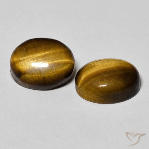5.96 ctw Brown Tiger's Eye Stones, Natural Tiger's Eye in Oval Cabochon Shape for Sale