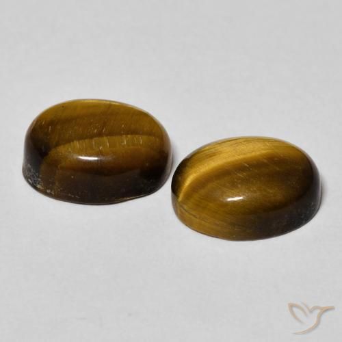 Tiger's Eye Gemstones in 10 x 8 mm (calibrated) Size for Sale, Tiger's Eye Stones in Medium Brown Color