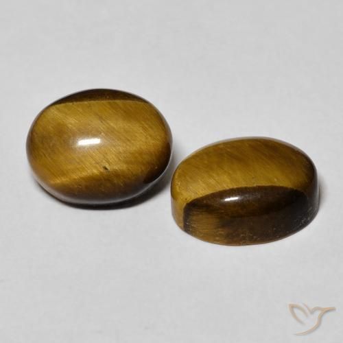 6.17 ctw Brown Tiger's Eye Stones, Natural Tiger's Eye in Oval Cabochon Shape for Sale