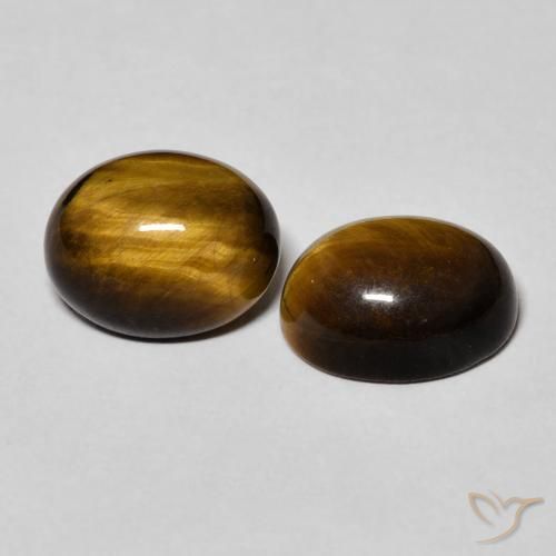 6.34 ctw Brown Tiger's Eye Stones, Natural Tiger's Eye in Oval Cabochon Shape for Sale