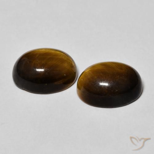Tiger's Eye Gemstones in 10 x 8 mm (calibrated) Size for Sale, Tiger's Eye Stones in Golden Brown Color