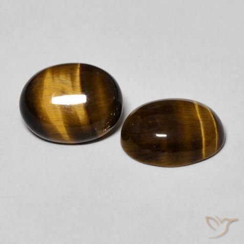3.43 ctw Brown Tiger's Eye Stones, Natural Tiger's Eye in Oval Cabochon Shape for Sale
