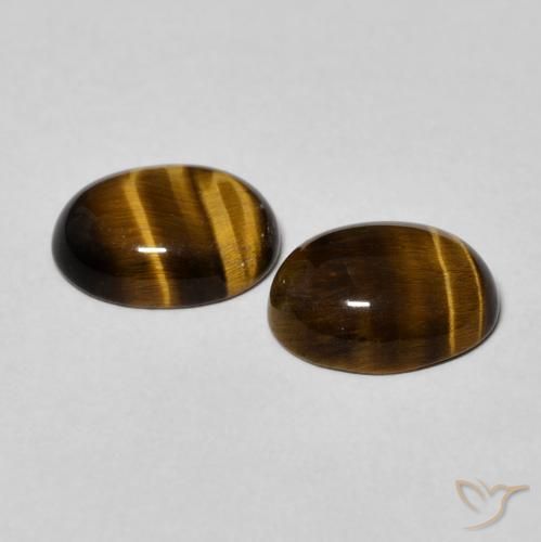 Tiger's Eye Gemstones in 9 x 7 mm (calibrated) Size for Sale, Tiger's Eye Stones in Medium Brown Color