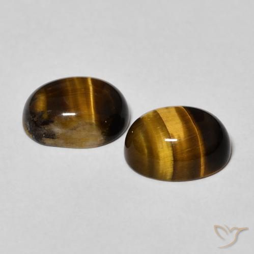 Tiger's Eye Gemstones in 9 x 7 mm (calibrated) Size for Sale, Tiger's Eye Stones in Warm Brown Color