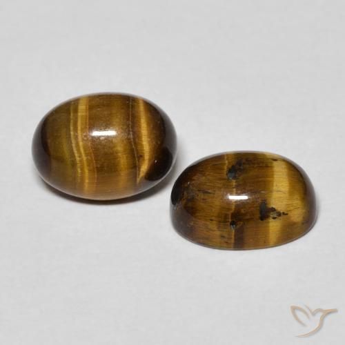 2.94 ctw Brown Tiger's Eye Stones, Natural Tiger's Eye in Oval Cabochon Shape for Sale