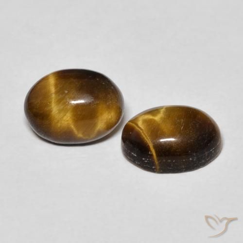 2.90 ctw Brown Tiger's Eye Stones, Natural Tiger's Eye in Oval Cabochon Shape for Sale