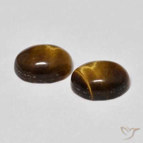 Tiger's Eye Gemstones in 8 x 6 mm (calibrated) Size for Sale, Tiger's Eye Stones in Medium Brown Color