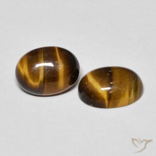 2.40 ctw Brown Tiger's Eye Stones, Natural Tiger's Eye in Oval Cabochon Shape for Sale