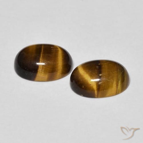 Tiger's Eye Gemstones in 8 x 6 mm (calibrated) Size for Sale, Tiger's Eye Stones in Yellowish Brown Color