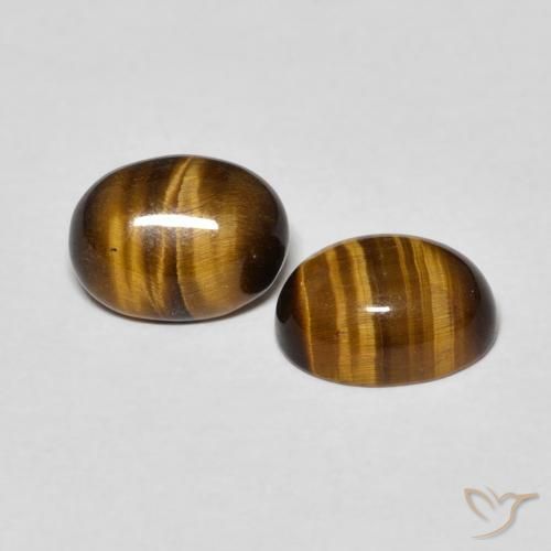 2.80 ctw Brown Tiger's Eye Stones, Natural Tiger's Eye in Oval Cabochon Shape for Sale