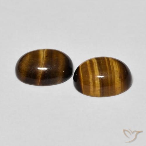 Tiger's Eye Gemstones in 8 x 6 mm (calibrated) Size for Sale, Tiger's Eye Stones in Medium Brown Color