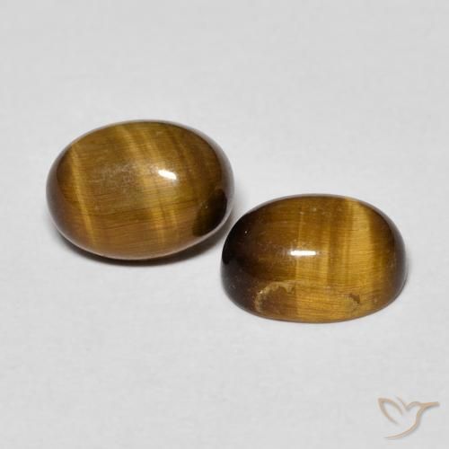 2.84 ctw Brown Tiger's Eye Stones, Natural Tiger's Eye in Oval Cabochon Shape for Sale