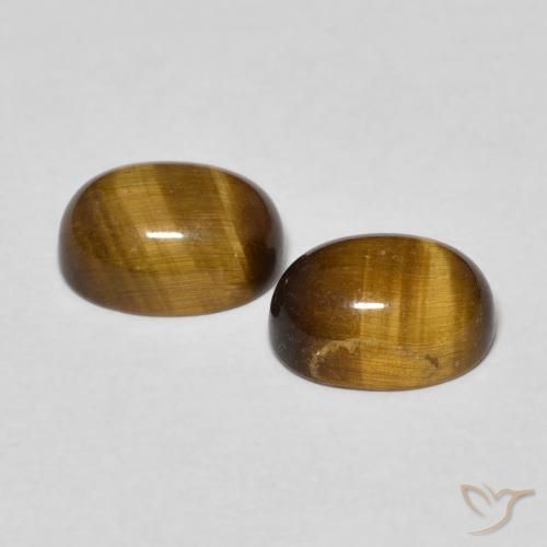 Tiger's Eye Gemstones in 8 x 6 mm (calibrated) Size for Sale, Tiger's Eye Stones in Medium Brown Color