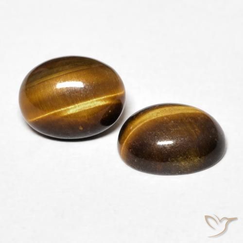 2.44 ctw Brown Tiger's Eye Stones, Natural Tiger's Eye in Oval Cabochon Shape for Sale