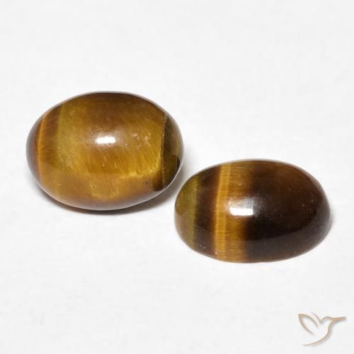 2.64 ctw Brown Tiger's Eye Stones, Natural Tiger's Eye in Oval Cabochon Shape for Sale