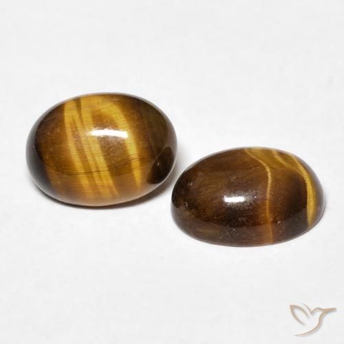 2.45 ctw Brown Tiger's Eye Stones, Natural Tiger's Eye in Oval Cabochon Shape for Sale