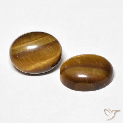 5.65 ctw Brown Tiger's Eye Stones, Natural Tiger's Eye in Oval Cabochon Shape for Sale