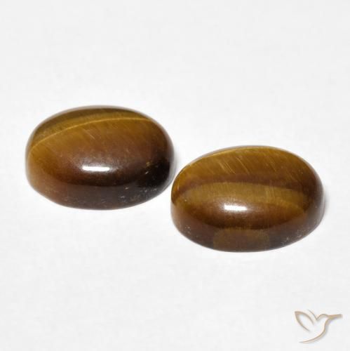 Tiger's Eye Gemstones in 10 x 8 mm (calibrated) Size for Sale, Tiger's Eye Stones in Medium Brown Color