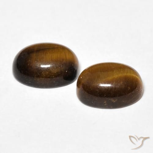 Tiger's Eye Gemstones in 8 x 6 mm (calibrated) Size for Sale, Tiger's Eye Stones in Yellowish Brown Color
