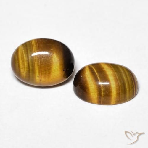 2.47 ctw Brown Tiger's Eye Stones, Natural Tiger's Eye in Oval Cabochon Shape for Sale