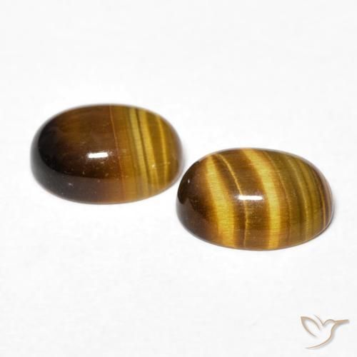 Tiger's Eye Gemstones in 8 x 6 mm (calibrated) Size for Sale, Tiger's Eye Stones in Medium Brown Color