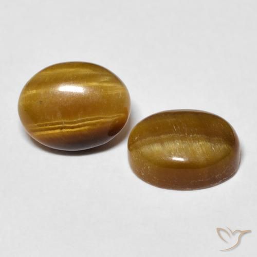 6.08 ctw Brown Tiger's Eye Stones, Natural Tiger's Eye in Oval Cabochon Shape for Sale