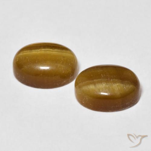 Tiger's Eye Gemstones in 10 x 8 mm (calibrated) Size for Sale, Tiger's Eye Stones in Warm Brown Color