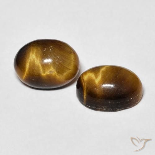 3.34 ctw Brown Tiger's Eye Stones, Natural Tiger's Eye in Oval Cabochon Shape for Sale
