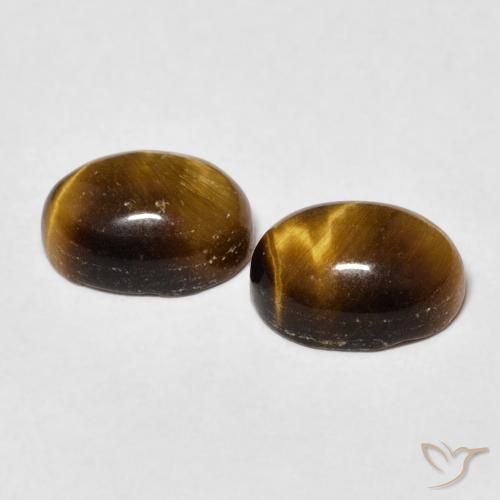 Tiger's Eye Gemstones in 8.4 x 6.4 mm Size for Sale, Tiger's Eye Stones in Yellowish Brown Color