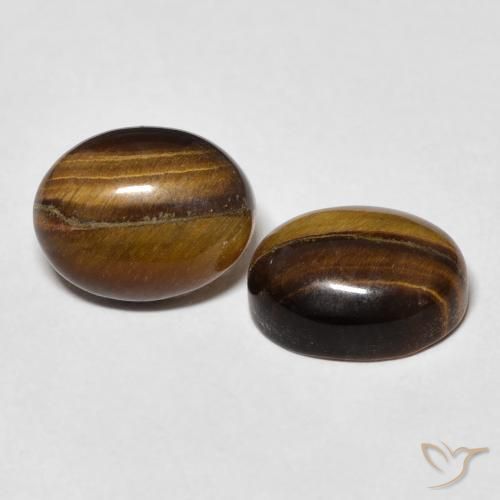 6.10 ctw Brown Tiger's Eye Stones, Natural Tiger's Eye in Oval Cabochon Shape for Sale