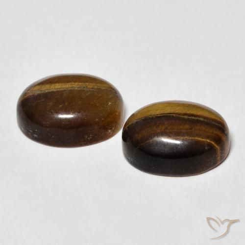 Tiger's Eye Gemstones in 10 x 8 mm (calibrated) Size for Sale, Tiger's Eye Stones in Medium Brown Color