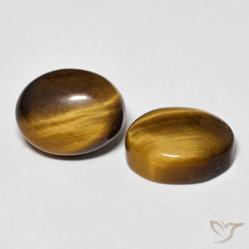 5.92 ctw Brown Tiger's Eye Stones, Natural Tiger's Eye in Oval Cabochon Shape for Sale