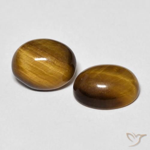 5.78 ctw Brown Tiger's Eye Stones, Natural Tiger's Eye in Oval Cabochon Shape for Sale
