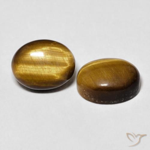 6.38 ctw Brown Tiger's Eye Stones, Natural Tiger's Eye in Oval Cabochon Shape for Sale